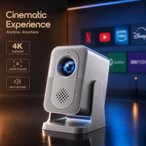 Image of Sekyo Lumina Portable Projector, 1080P & 4K HD Support, Mini Projector for Room, Auto Keystone, WiFi 6, Bluetooth, OTT Apps, HDMI, 5000 Lumens, 230 Rotatable, 240 inch Display