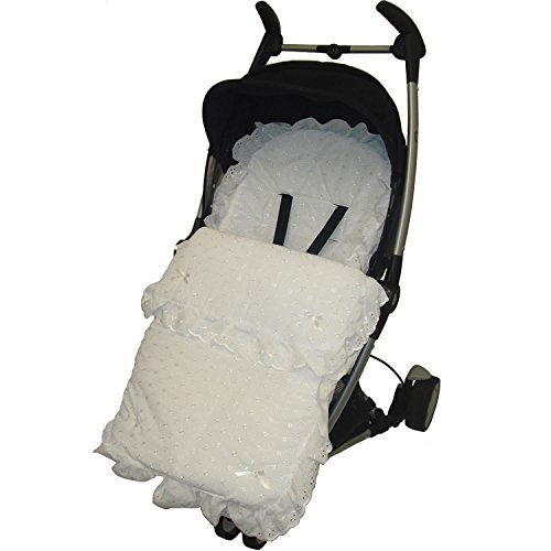 Broderie Anglaise Frilly – Saco/Cosy Toes Compatible con Quinny Zapp blanco