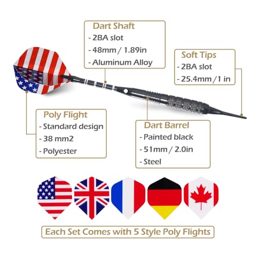 Wolftop SDB-WMS-12P 12 Pack Soft Tip Darts - Plastic Tip Darts 18 Grams thumb #2