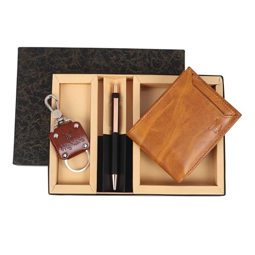 Image of Gift Hamper for Men I Wallet, Keychain & Pen Combo Gift Set I Gift for Everyone & Every Occasions