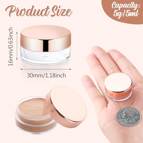 30 Pcs 5g/5ml Plastic Container Jars Empty Clear Cosmetic Sample Pots with Rose Gold Lid for Cream Lotion Lip Balm Eye Shadow Nails Powder Jewelry2