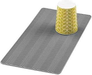 mDesign Chevron Dish Drying Mat for The Kitchen - Made of Silicone - Small Draining Rack for Worktops & Sinks - Ideally Suited as a Sink Protector Mat for Pots and Pans - Dishwasher Safe - Grey