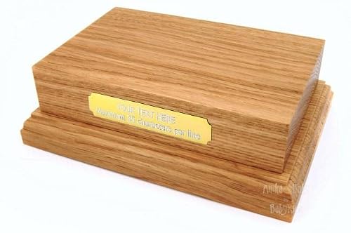 BabyRice Solid Oak Wooden Display Plinth Wood Base 6x4 Gold Plaque Engraved