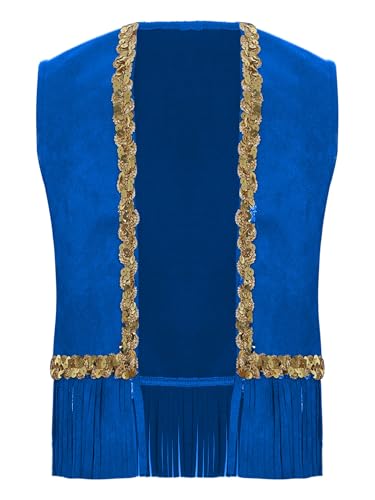 Moily Kids Girls Faux Suede Waistcoat Sequins Open Front Tassel Jacket Vest Cowgirls Mini Coat3