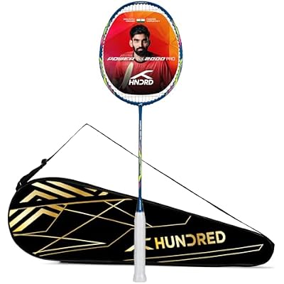 Hundred Powertek 2000 PRO Graphite Strung Badminton Racket with Full Racket Cover
