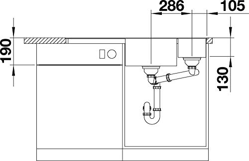 BLANCO AXIA III 6 S-F | Granitspüle aus SILGRANIT anthrazit | Einbauart: Flächenbündig | Hauptbecken links | mit Glasschneidbrett | für 60 cm breite Unterschränke | Reinigungsfreundliche Öberfläche