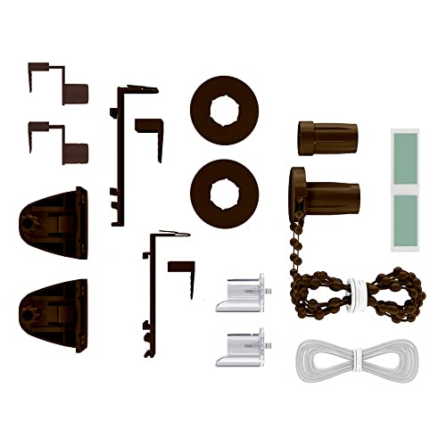 Estika Klemmfix ohne Bohren Montage Set für Doppelrollo, Tag und Nacht Rollo, Duo Rollo - Braun - 17mm - Ersatzteile für Rollos für Fenster ohne Bohren, Klemmträger für Jalousien, Klemmfix Halterung