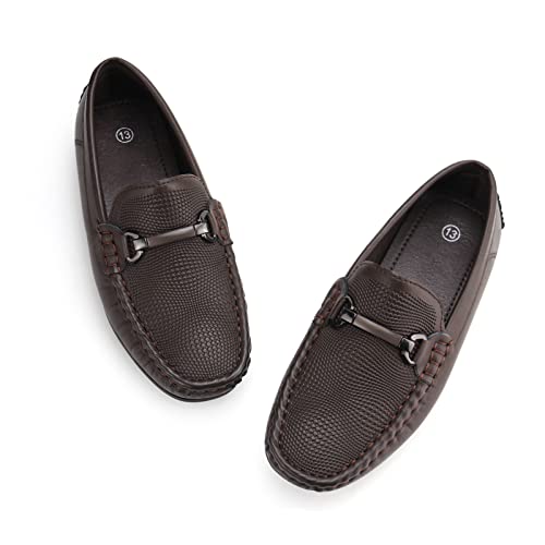 JABASIC Kids Penny Loafer Casual Slip-On Moccasin Flats Boys Dress Shoes (2,Coffee) by JABASIC - Used condition - Image 6