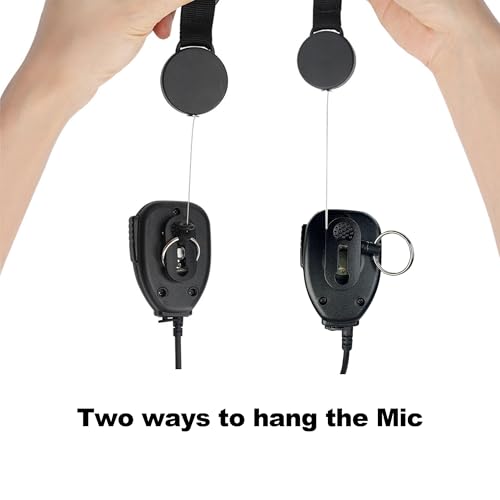 Ezcora Ham Radio Microphone Keeper for Car Use Heavy Duty Retractable MIC Holder with 25 Inch Steel Cable 2 Pack