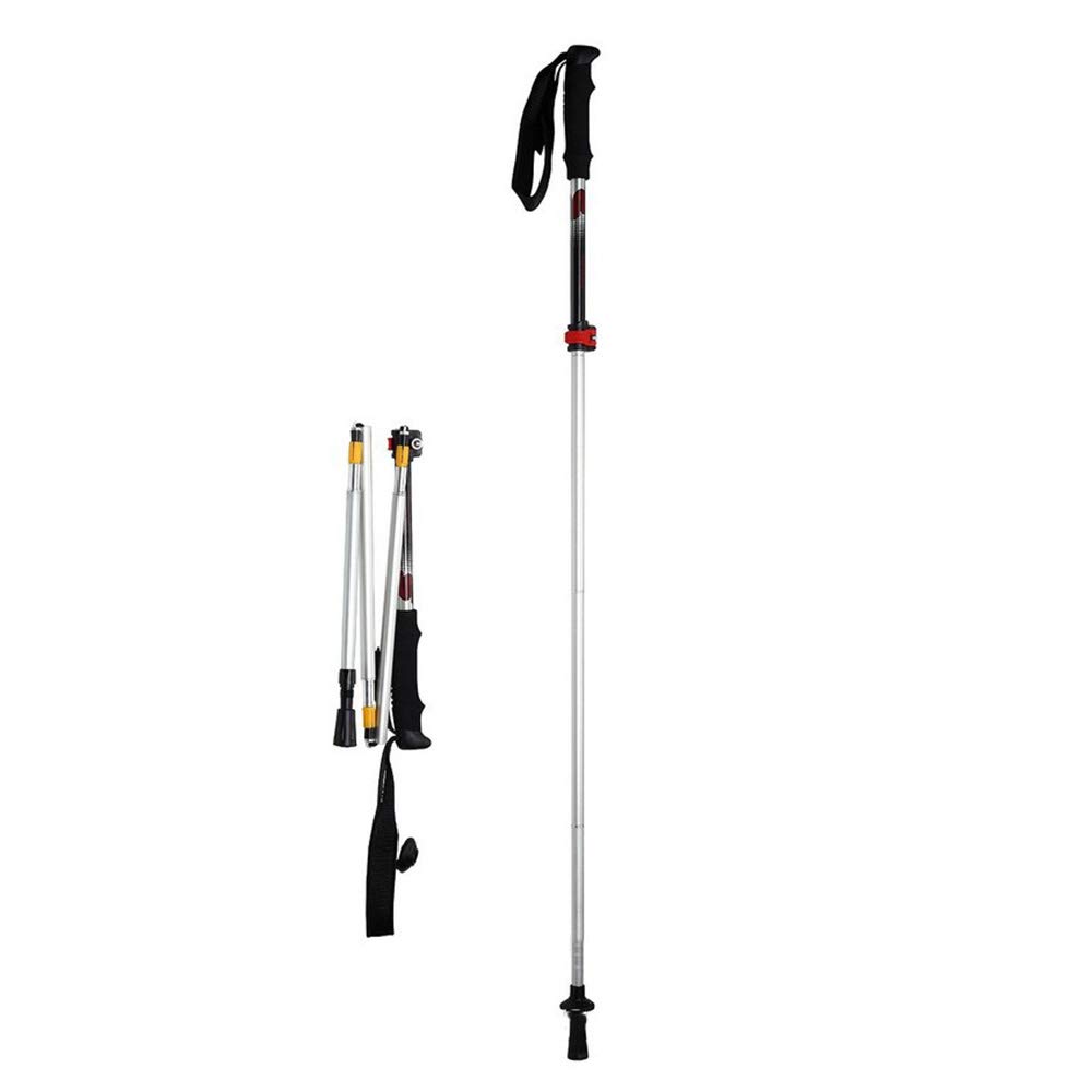 GSP Bâtons de Marche 3 Sections Bâtons de Marche Nordique 135cm Amortissement Pliable Alliage d'aluminium léger Camping/Randonnée Voyager Sports de Neige