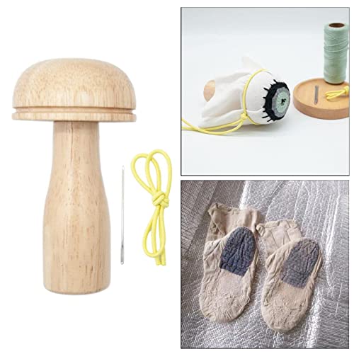 zalati Darning Mushroom Kits with 10pcs Colors Threads Wooden Tool with Strong Handle & Gradual Curvature for Sewing Threads Socks Sweaters - Image 2