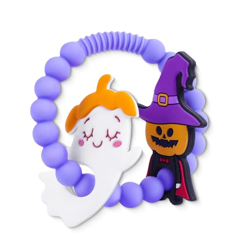 Image of Halloween Baby Teething Toys – Ghost & Pumpkin Man Silicone Teethers for Infant Sensory Toys 0-12months, Infants & Toddlers,Sensory Chew Bracelet for Teething Relief,Halloween Basket Stuffers