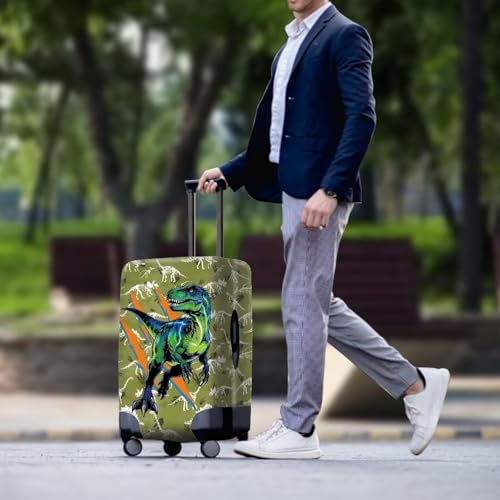 Image of Mumeson Dinosaur Luggage Cover for Suicase Washable Luggage Protector with Zip Closure Baggage Dust Covers Anti Scratch
