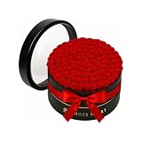 Moss Heart 100 Petite Preserved Roses, Large Round Shaped Box, Real Forever Roses Last 1+ Year, Romantic Gift for Women, Wife, Girlfriend, Mother’s Day, Birthday, Anniversary, Valentine’s Day