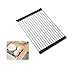 Koomuao Egouttoir Grille Séchage, Séchoir À Vaisselle Roll-Up, INOX Egouttage Etagère Séchage Evier Cuisine idéal pour Les Fruits légumes Assiette (Noir, 37cm×26cm)