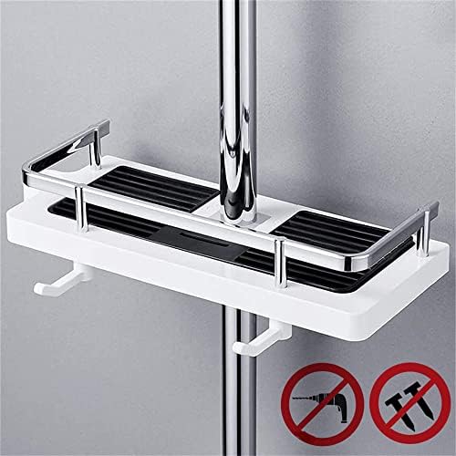Punch-free Multi-function Storage Rack,Bathroom Shower Shelf Shower Caddy No Drilling Shower Holders Storage for Soap Shampoo Shower Rack Hanging Fit 24mm-25mm Bathroom Shower Pole (White)