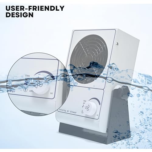 Image of Ionizer Air Blower Fan, 110V /60Hz Small Desktop Anti-Static Ionizing Fan, Commercial Static Eliminator Remover, ESD Ionizer with Pure Copper Ion Needle, 45~110CFM Adjustable