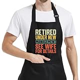 Retirement Gift for Men Women - Grill Aprons for Men - Retirement Apron for Chef Grilling Kitchen BB