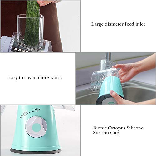 Kitchen Rotary Graters Shredder Slicer Grater 3 In1 Cucumber Nut Potato Carrot Cheese Grater Slicer For Fruit Vegetables,Nuts (Blue) #TOP7