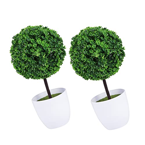 HOMSFOU 2 Piezas De Árboles De Adornos De Madera Pequeños para Decoraciones De Pino De Forma Rústica Porche Maceta Realista Decoración De Mesa Arbusto Verde En Macetas