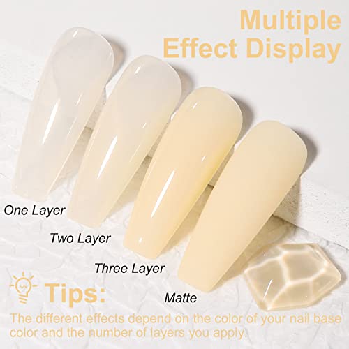 Aillsa Jelly Gel Nail Polish - Creamy Yellow Gel Polish Translucent Soak Off Uv Gel Polish Neutral Color Nail Gel Polish For Nail Art Manicure Diy At Home #TOP3