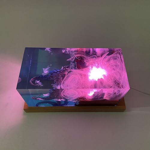 Godzilla Monster Resin Night Light, LED Color Changing Lamp with Remote, City Diorama Scene, 6.7×3.1×3.1 inches, USB Powered