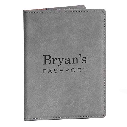 Personalized Passport Cover with Name - Gray, Personalized Passport Case, Custom Passport Holder