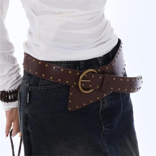 Women's Belts for Jeans Cowgirl Corset Leather Belt for Women Punk Decorative Wild Waistband Female Women's Retro Wide Belt(Brown)3