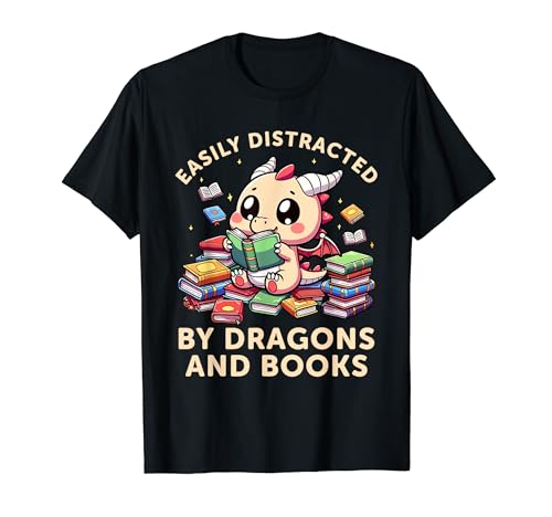 Funny Reading Dragon Book Lover Bookworm Mujeres Niñas Camiseta