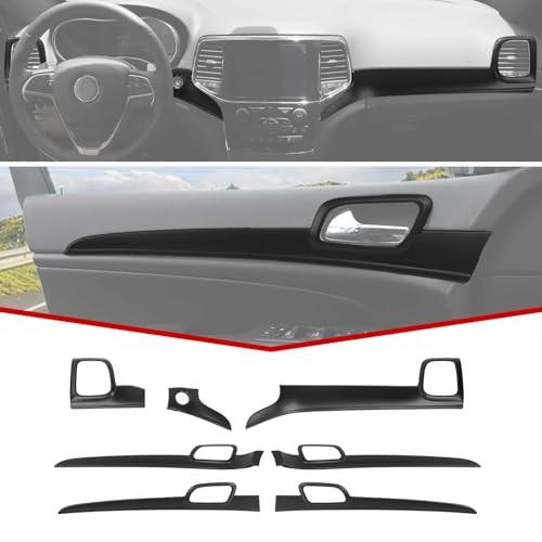 JeCar Center Console Dashboard Panel Trim Inner Door Handle Cover Interior Trim Kit Compatible with Jeep Grand Cherokee WK2 2014-2020, Matte Black