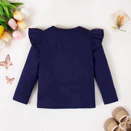 Image of Magic Park 1-14Y Toddler Ruffle T Shirt Girls Solid Color Blouse Kids Girl Short Long Sleeve Tops Casual Tee