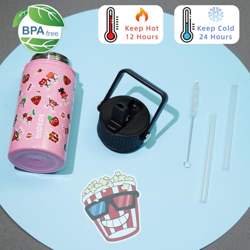 Image of BJPKPK Insulated Water Bottle, 15oz Stainless Steel with Straw Lid