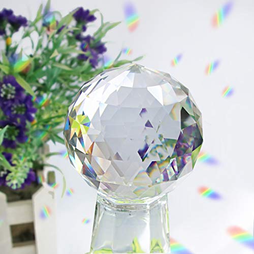 2 Pack Clear Cut Crystal Ball Prisms Glass Sphere Faceted Gazing Balls for Home Décor, Suncatcher (80mm+60mm)