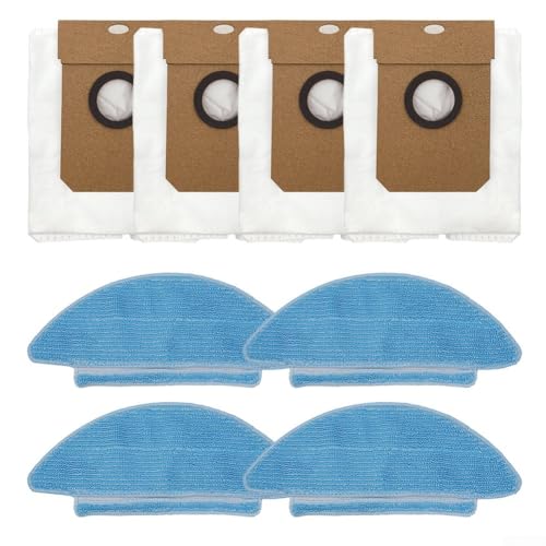 Bulevisiter Kit de bolsa de polvo y paño de fregona de repuesto para Lubluelu para SL68, paquete de 4 bolsas de polvo + 4 trapos lavables, tela no tejida para una limpieza eficiente