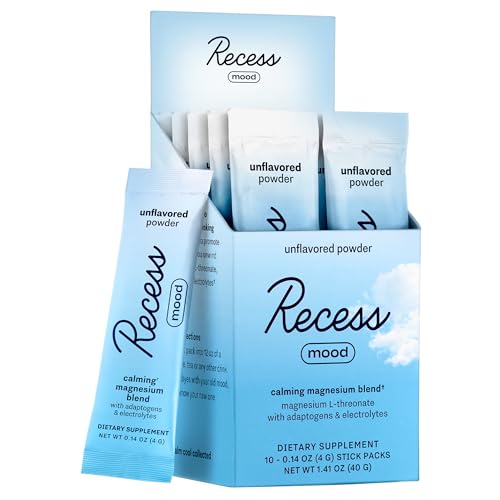 Recess Mood Powder, Calming Magnesium L-Threonate Blend with Passion Flower, L-Theanine, Electrolytes, Magnesium Calm Support Po