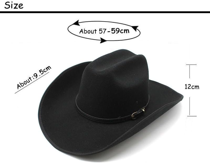 Womens Western Cowboy Hat,Roll Up Cowgirl Hats,Wide Brim Fedoras Hat with Belt Buckle - Image 5