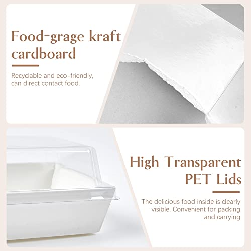Zorrita 50 Pack Paper Charcuterie Boxes With Clear Lids, Disposable Sandwich Boxes Square Cake Box To Go Food Containers For Bakery, Strawberries, Cake Slice And Cookies (White) #TOP2