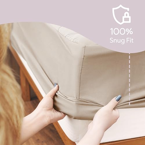 Hearth & Harbor Queen Size Quilted Fitted Mattress Pad Cover, 100% Waterproof Mattress Protectors, Deep Pocket Fitted Mattress Cover 8" - 21" (60" x 80", Beige Cream) by Hearth & Harbor - Used condition - Image 2