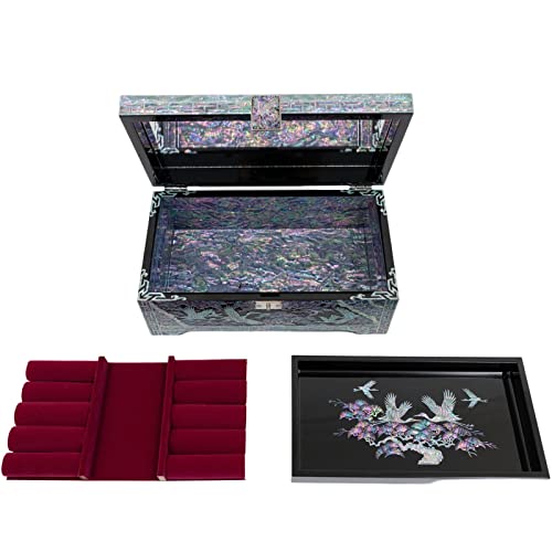 February Mountain Mother Of Pearl Jewelry Organizer Box With Tray Korean Traditional Art Work Jewelry Storage Box #TOP5
