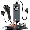 GONEO 8M Cable Recharge Voiture Electrique Type 2 monophasé,Schuko 3,68kW EV Chargeur Portable,Détection de Fuite AC 30mA+DC 6mA & Surveillance Température,Réglage 6A/8A/10A/13A/16A,Minuteur 0-8H
