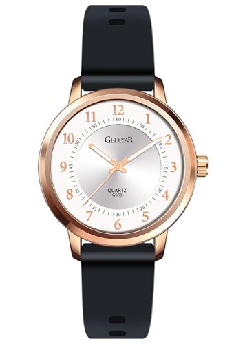 Waterproof Rose Gold Watches for Women Ladies Easy Reader Quartz Analog Watches for Nurse Medical Professionals Students Women (G688W-white Black)