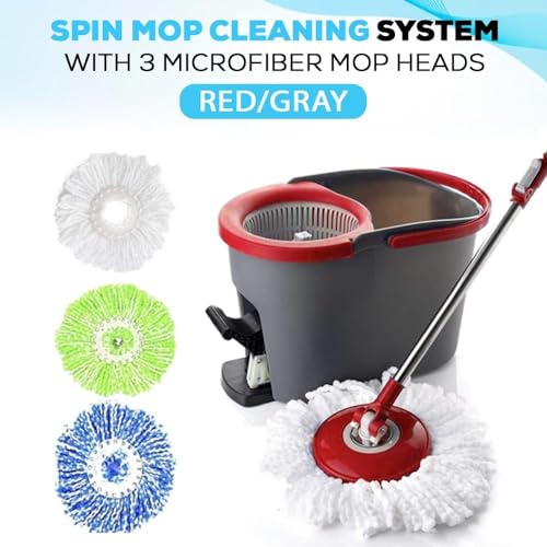 SIMPLI-MAGIC Spin Mop und Eimer mit Auswringer Set, Wischeimer Reinigungssystem mit Fußpedal, 360°-Drehung, 3 Mikrofaser-Moppköpfe – Bild 6