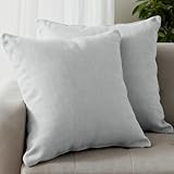 クッションカバー 2枚セット 座布団カバー AYO 45 45 リネンっぽい 北欧 おしゃれ 綿麻 無地 ソファ背当て 装飾枕カバー(ライトグレー,45*45cm-2枚セット)