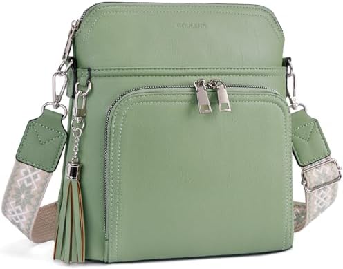Roulens Crossbody Purse for Women Vegan Leather Medium Crossbody Wallet Bag for Travel Women Shoulder Handbags with Tassel