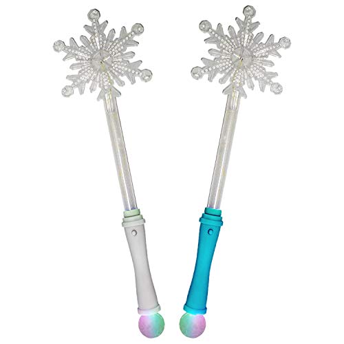 Sensory4U - 2 Pack - Led Light Up Frozen Snowflake Wand Toy For Kids - Perfect Costume Accessory For Princess #TOP3
