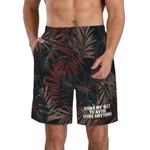 Doing My Best to Avoid Doing Anything Mens Swim Trunks Quick Dry Board Shorts,Breathable Fit Hawaii Beach Short,