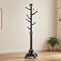 Hall Tree, Freestanding Wood Tree Rack with 7 Hooks, Coat Rack with Stable Sphere Base, Wooden Coat Rack Stand, Load 210 lb, Coat Hanger Stand for Entryway, Hallway, Bedroom
