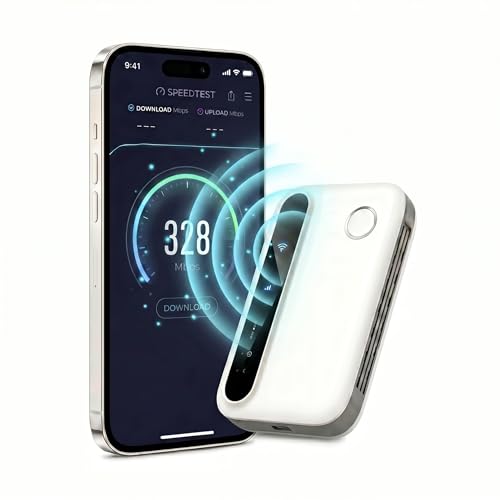 Router WiFi 5G Portátil Ultraligero 12h Autonomía (2100mAh), WiFi para 28 Dispositivos, Compatible con Todos los Operadores, Seguridad WPA2, Ideal para Viajes y Teletrabajo