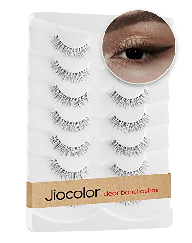 Fairy Strip Lashes That Look Like Extensions Clear Band False Eyelashes Natural Look 3D Volume Lashes Short Wispy Fake Eyelashes Pack 7 Pairs 10Mm #TOP1