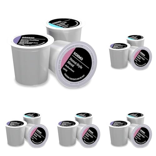 Amazon Brand - Solimo Light and Medium Roast Coffee Pods (Kona, Breakfast, Donut), Compatible with Keurig 2.0 K-Cup Brewers, 100 Count (Pack of 5)